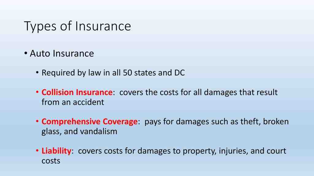 What are the 5 main types of insurance?